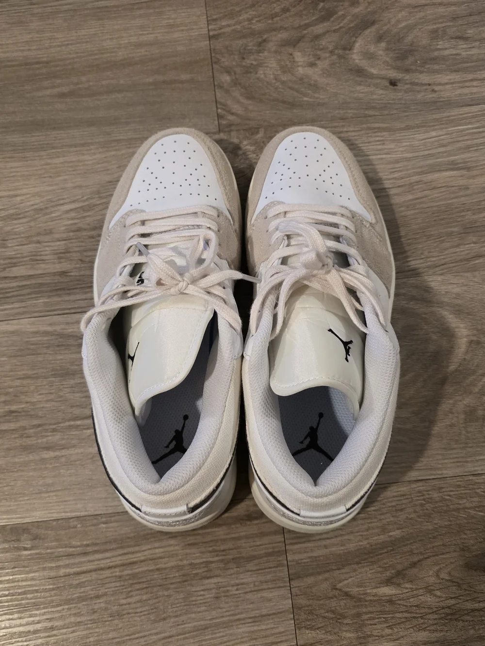 Jordan Low-Top Sneakers in White, Beige, and Black